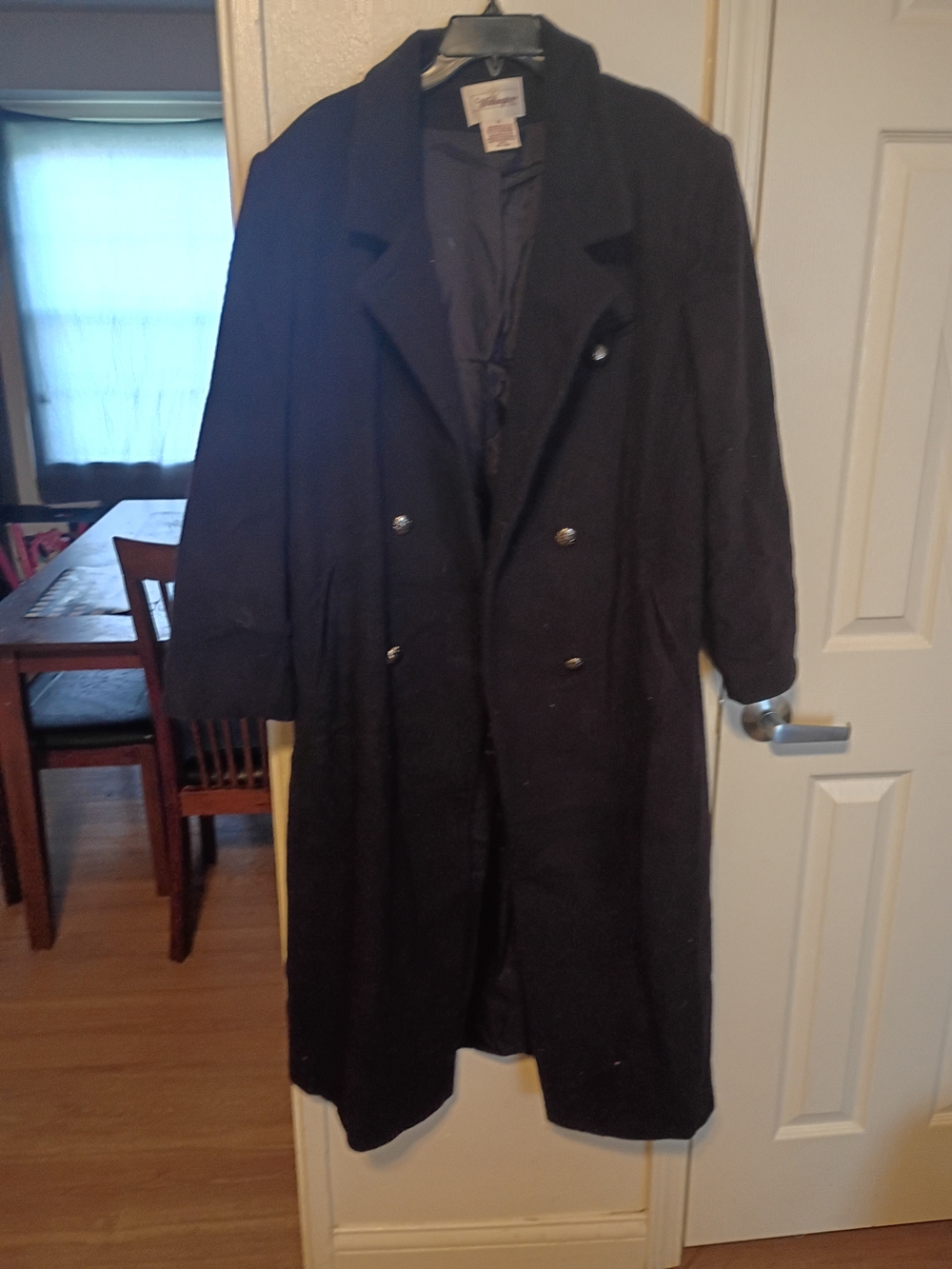 Vintage Classic Women's Black Double-Breasted Overcoat